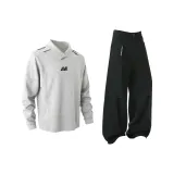 Одежда Набор (Бело-серый вереск Топ + Черный Низ)