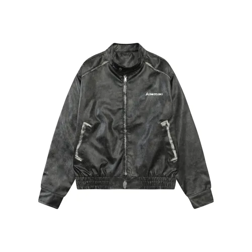 Kawasaki Leather Jacket Coat Unisex Кавасаки кожаная куртка пальто унисекс
