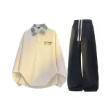 Абрикосовый топ+черные брюки