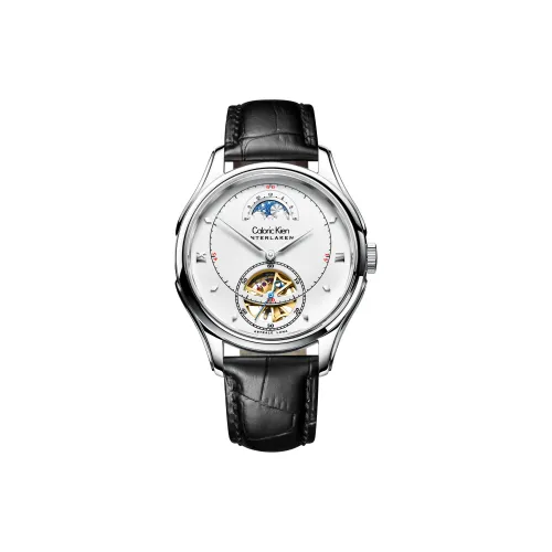 CALORIC KIEN Автоматический механический механизм часы с ремешком из коровьей кожи белый циферблат мужские часы