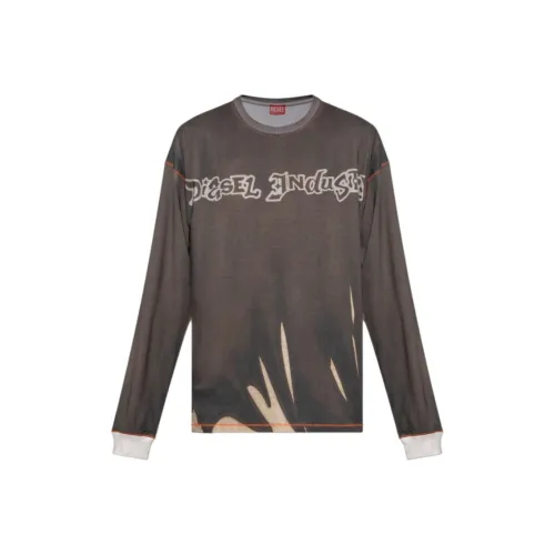 DIESEL Коричневый Мужской T-Рубашки