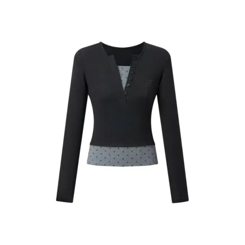 Wang Leshi Черные Женские T-рубашки