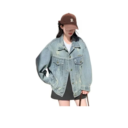 PZHK Джинсовый синий Женская Джинсовая Куртка