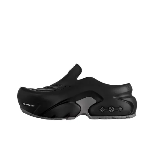 LOUIS VUITTON Shark Slippers Stylish Sandals Men's Black