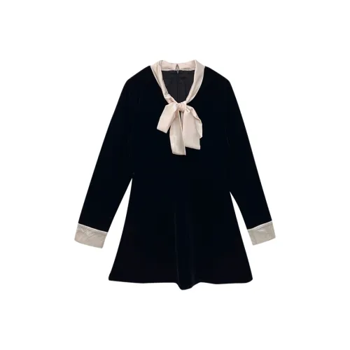 GORGEOUSIDEA Длинное платье с длинными рукавами женское черное