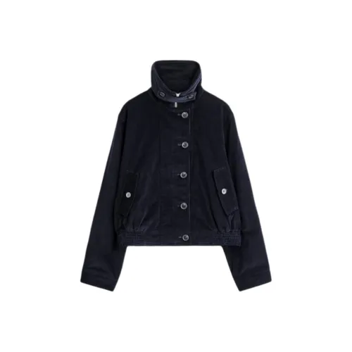 COS Темно-синий женский короткий пальто