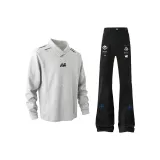 Одежда Набор (Бело-серый вереск Топ + Черный Низ)