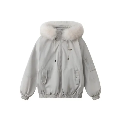 IQC Белый Серый Женский Пуховик