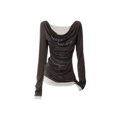 Wang Leshi Серые Женские T-рубашки