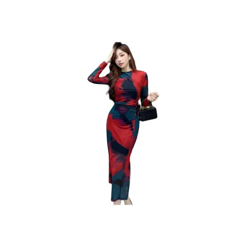 XIANSINIAO Длинное платье с длинными рукавами женское