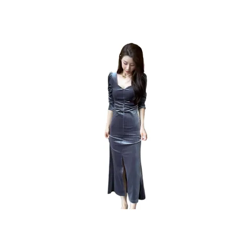 XIANSINIAO Длинное платье с длинными рукавами женское