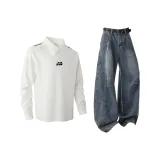 Комплект (Белый топ + Темно-синий низ)