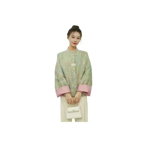 BONAS Зеленый хлопковый пуховик двусторонний женские пуховики (пуховики)