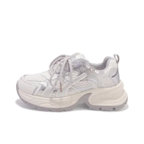 Miss Zhang Устойчивый к истиранию противоскользящий низкий топ с толстой подошвой Женские Серебряные