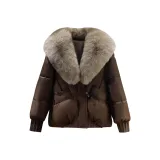 Кофейный хлопковый пуховик