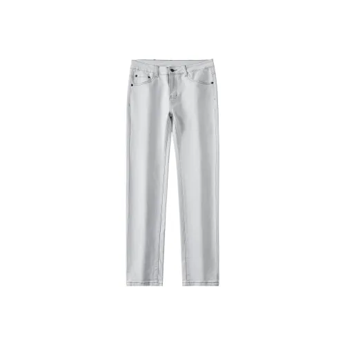 KM Светло-серый Унисекс Джинсы