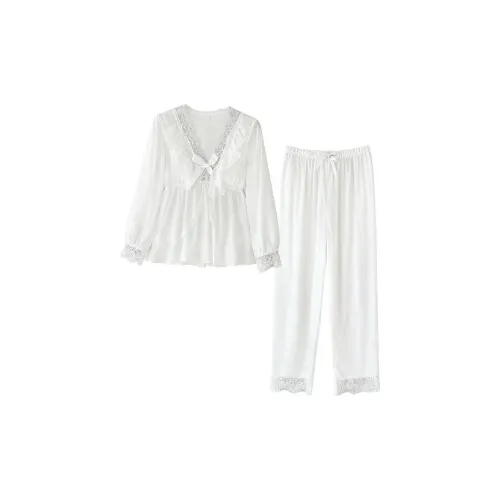 Daiyindie Осенне-зимняя пижама для женщин ледяной шелк длинные рукава