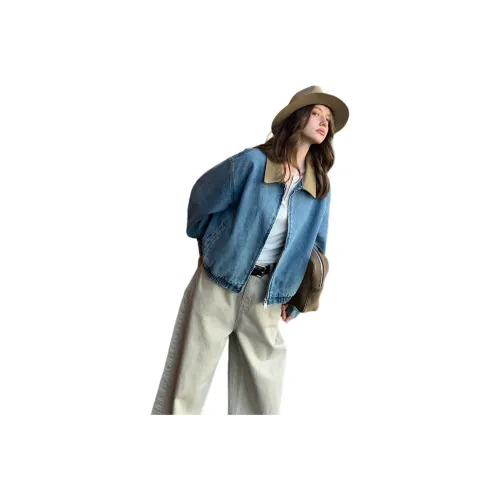 YICHEN Синий Женские Джинсовые Куртки