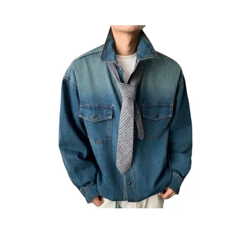 GANGZAI Синий Унисекс Джинсовые куртки