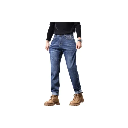 YUQIAN Белый нефрит Синий Мужской Джинсы