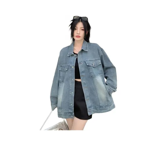 PZHK Джинсовый синий Женская Джинсовая Куртка