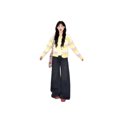 Mu Xiao Xin Желто-фиолетовый норковый трикотаж для женщин