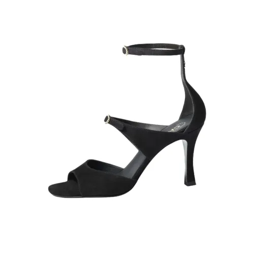 CHANEL 25K One Ремень Сандалии 9 см Женские Черные