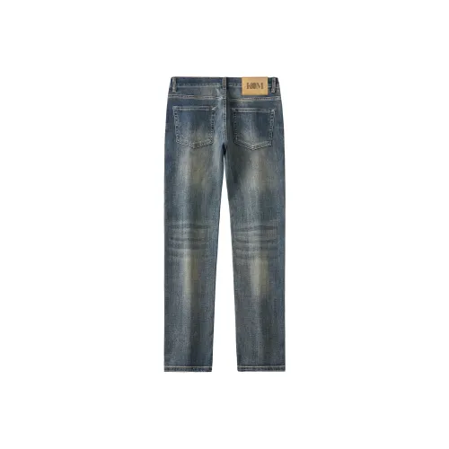 KM Винтажные синие унисекс джинсы