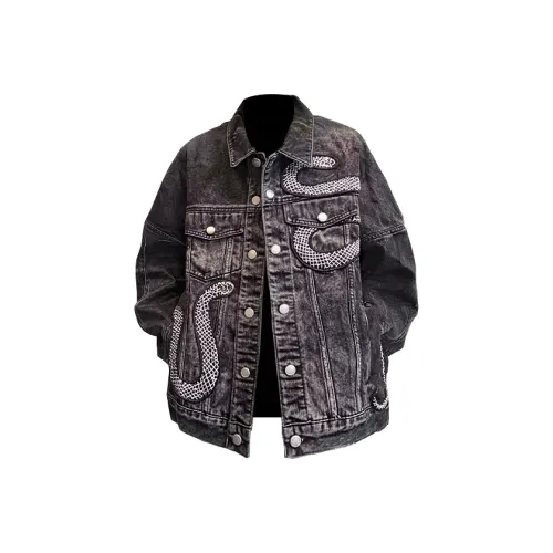 SAGP Черный Серый Цвет Унисекс Джинсовые Куртки