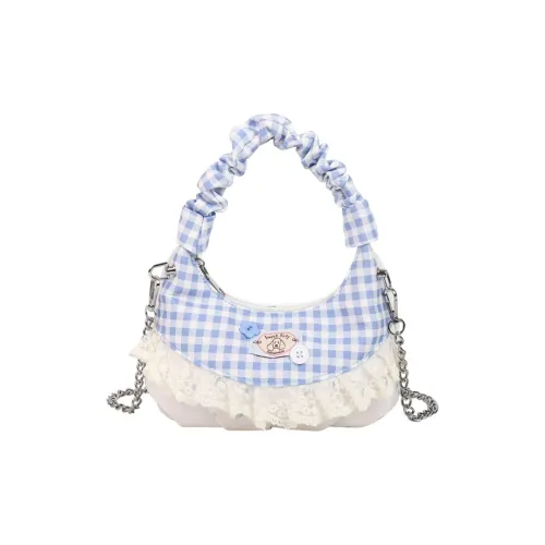 YTARA Велюр Сумка Стандартная Женская Цветочный Синий Сатин Розовый