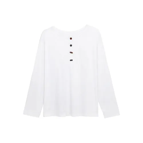 UNSPECIFIED Стандартный Пуговица Длинный Рукав Т-Рубашка Женская