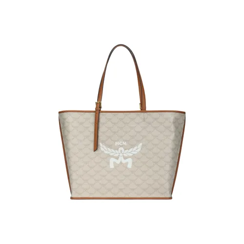 MCM Himmel холст и кожа Сумка среднего размера Женская Песочного цвета