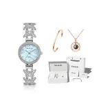 Серебряный корпус, синий циферблат [Включает подарочную коробку, комплект + браслет + ожерелье с проекцией]
