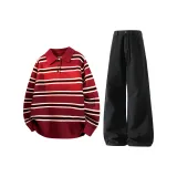 Красный топ + черные джинсы