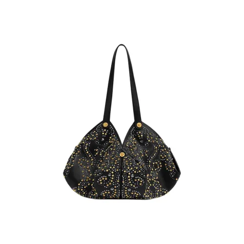 VERSACE Protea Lambskin Плечевая сумка Женская Черное Золото