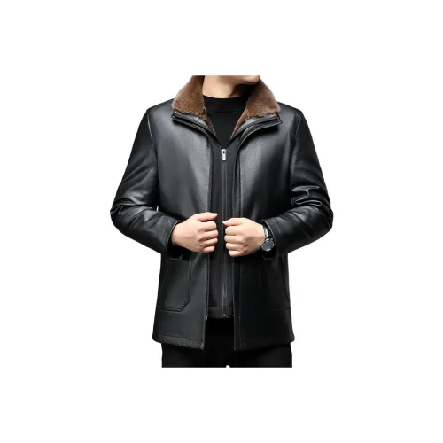 TAIZILONG Черные Мужские Кожаные Куртки