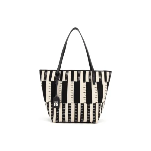 ELLE Ткань Тоут Сумка Плечевая Сумка Большая Женская Черная Синяя