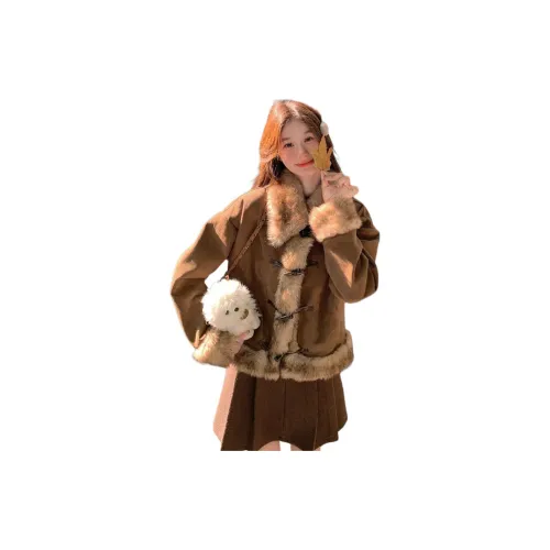 IWZI Кофе Женские Короткие Пальто