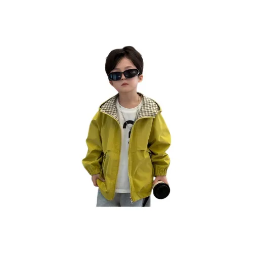 ZHIO Желтый Зеленый Клетка Двусторонний Школьный Возраст Топы