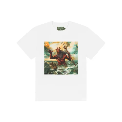Джинсовые слезы совместный бренд FW25 Poseidon's Revenge Tee Белый T Рубашка Унисекс
