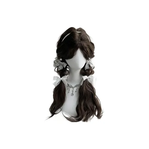 Northward Incline Шерстяной завиток Cold Коричневый Водная рябь Длинный Волосы Женская Перука Высокая Температура Пряжа