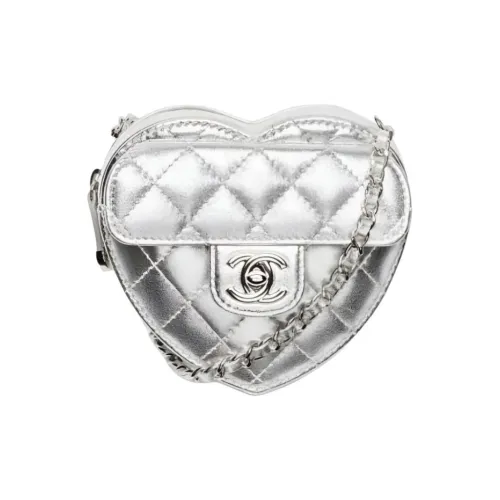CHANEL Sheepskin Handheld Shoulder Bag Mini Women's Silver CHANEL Овчина Ручная Сумка на плечо Мини Женская Серебряный