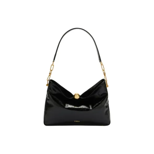 Furla Venice Лакированная кожа Сумка через плечо Средняя Женская Черная