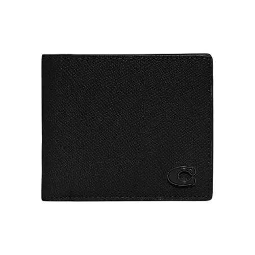 COACH Держатель для карт из коровьей кожи кошелек для мужчин черный