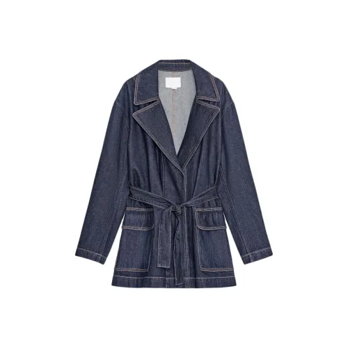 ZARA Trf Темный индиго Циановый Женские Тренч