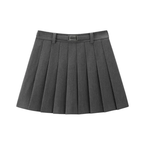 PEACEBIRD Оловянно-серый Женская Повседневная Короткая Юбка