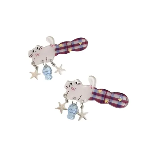 XILING UNIQUE Синий Красный Клетка Котенок Заколки для волос Женские