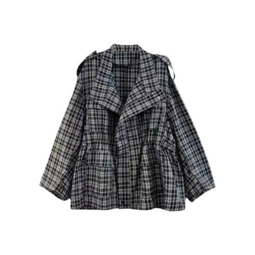 MORii Клетчатый Женский Короткий Пальто