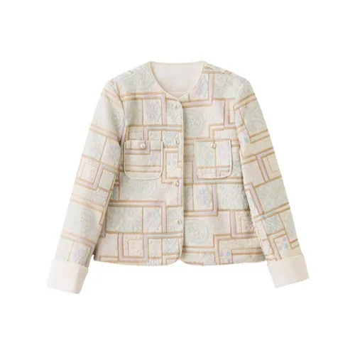 Devanro Бежевый Абрикос Женский Короткий Пальто