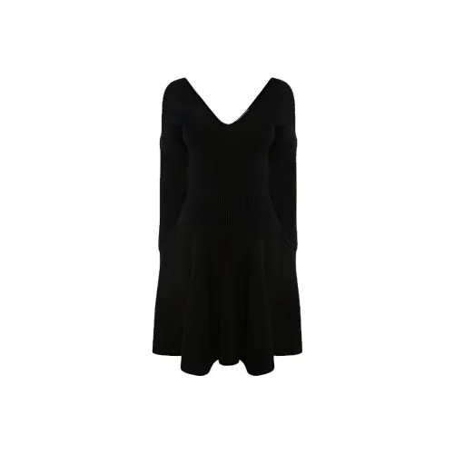 Alexander McQueen Длинное платье с длинными рукавами женское черное